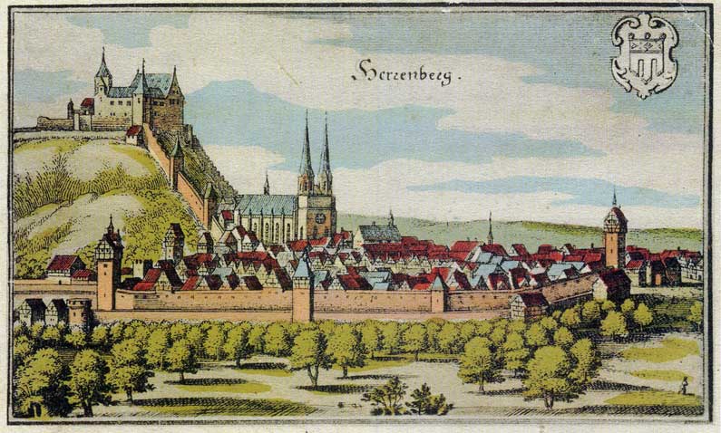 AV200502-Merian1643 - Stadtansicht von Herrenberg 1643
